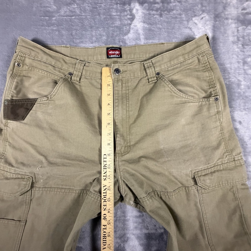 Wrangler Pants Men's 38x34 For 38x32 Khaki Ranger Cargo Workwear Double Knee - Picture 14 of 16